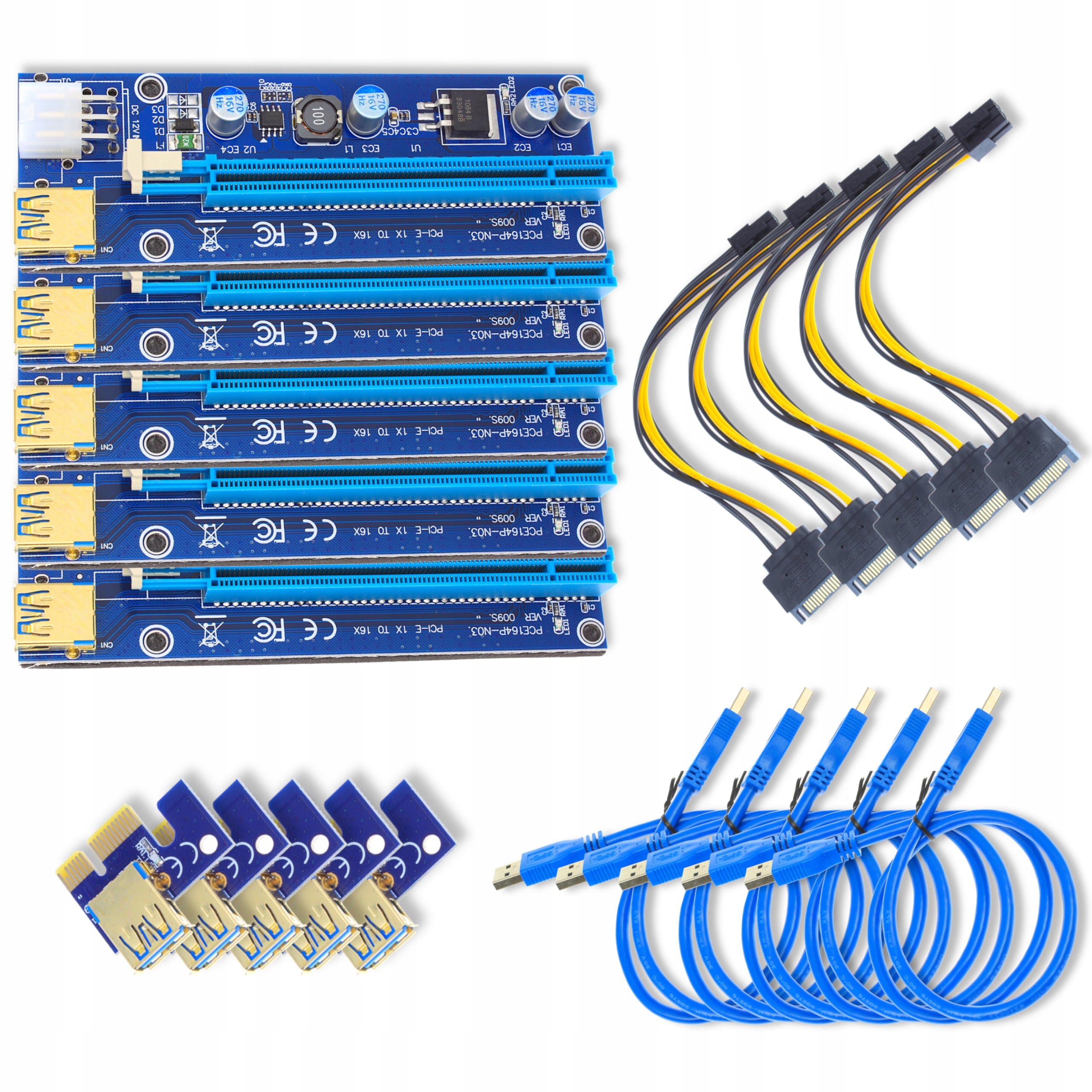 5x Riser Pci-express Pci-e 1x-16x Usb 3.0 Ver 009S