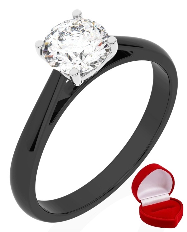 Zlatý Prstýnek 585 14k Brylant Lab 0,70 ct Černé Zlato R14