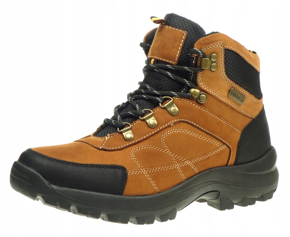 Pánské zimní boty American Club Kožené trekové hnědé 45