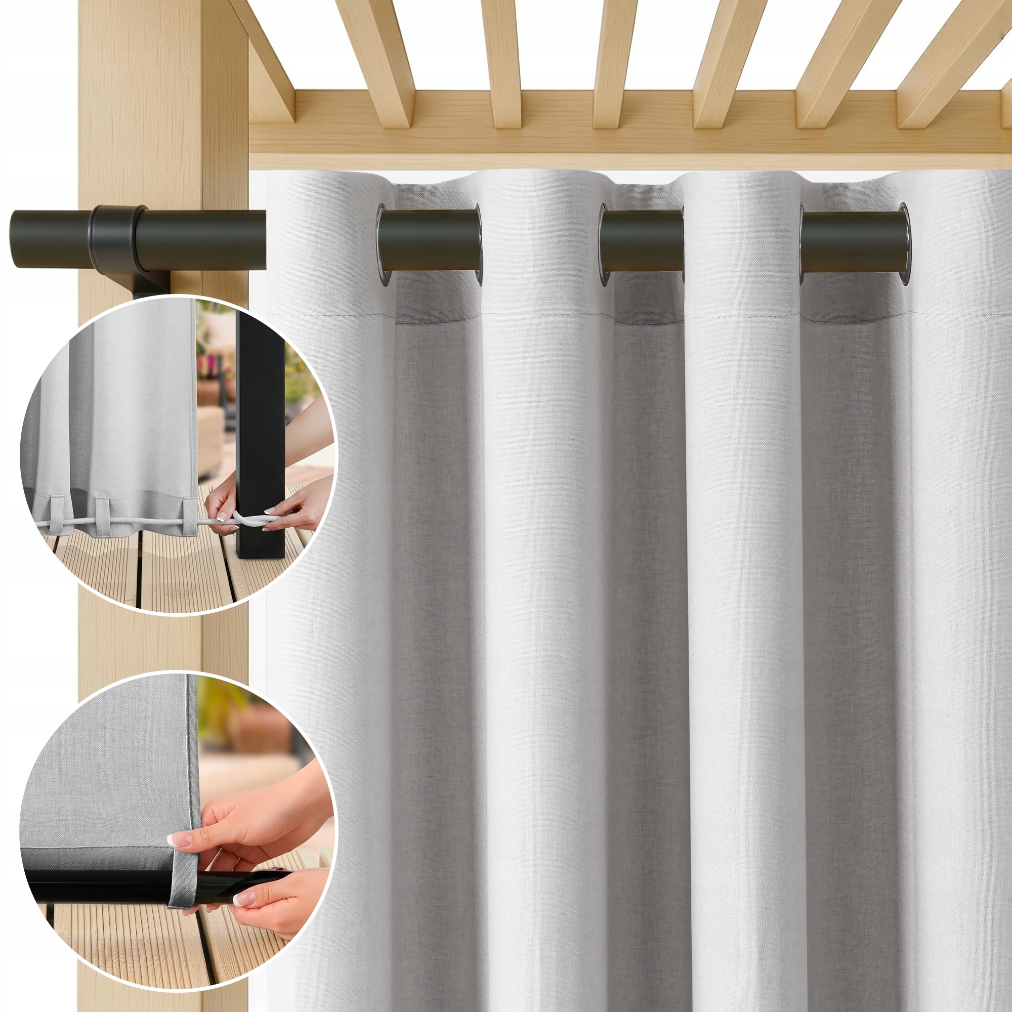 Filumi Závěs pletenina len průchodky voděodolná šedá 250x250