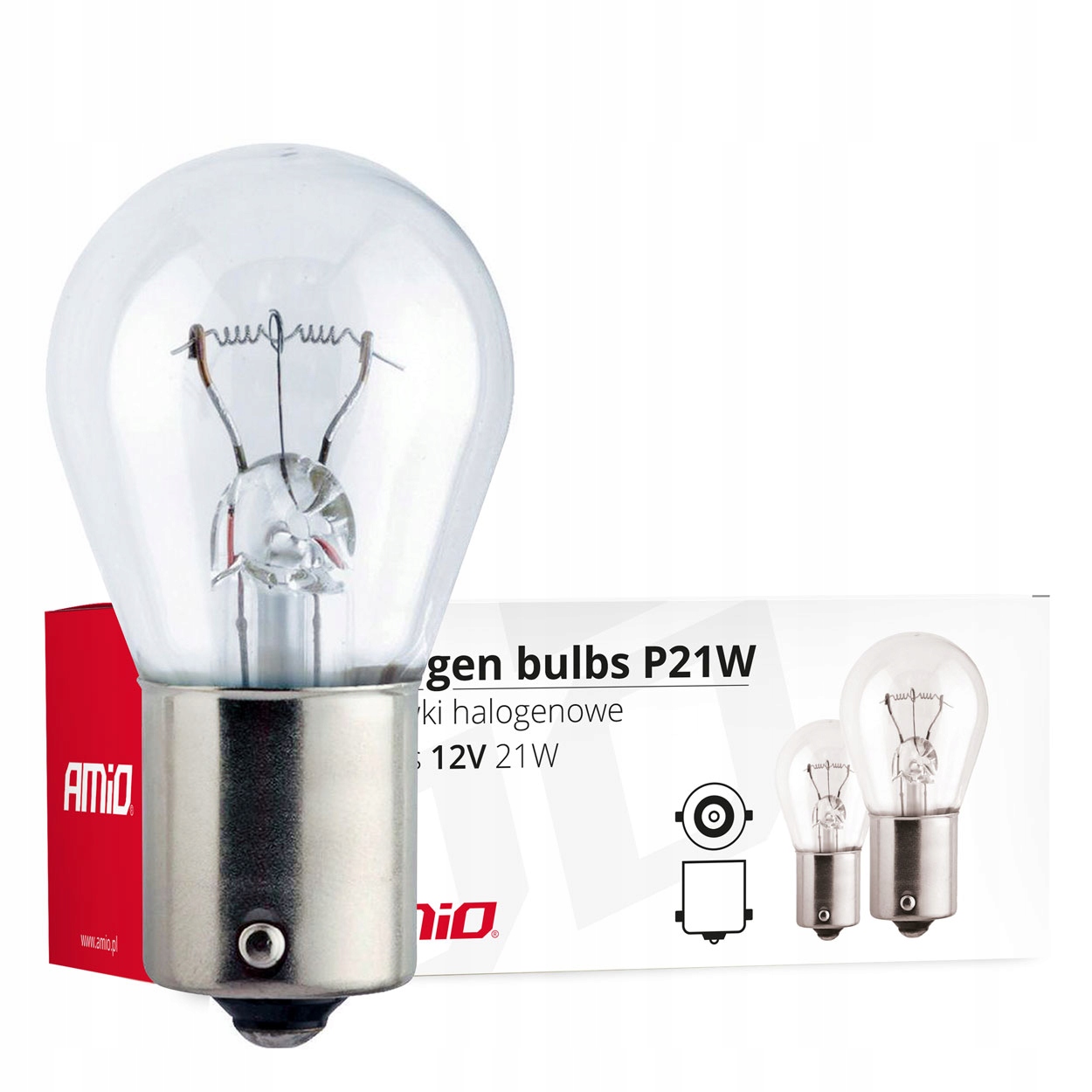 Zestaw żarówek P21W BA15s 12V 10 szt. (E8) Amio