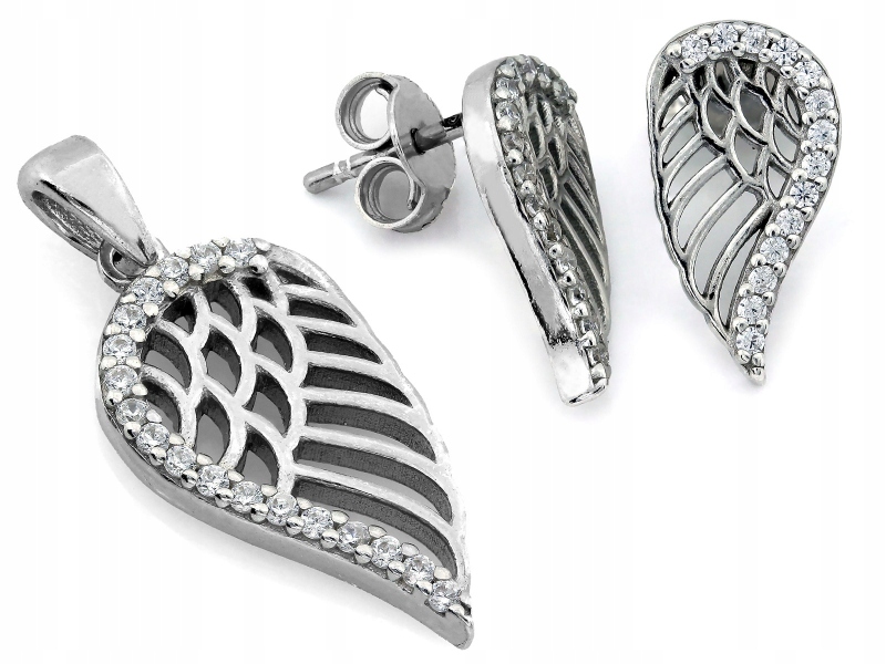 Sada prolamovaných křídel: přívěsek a náušnice stříbro 925 2.91 g klasické
