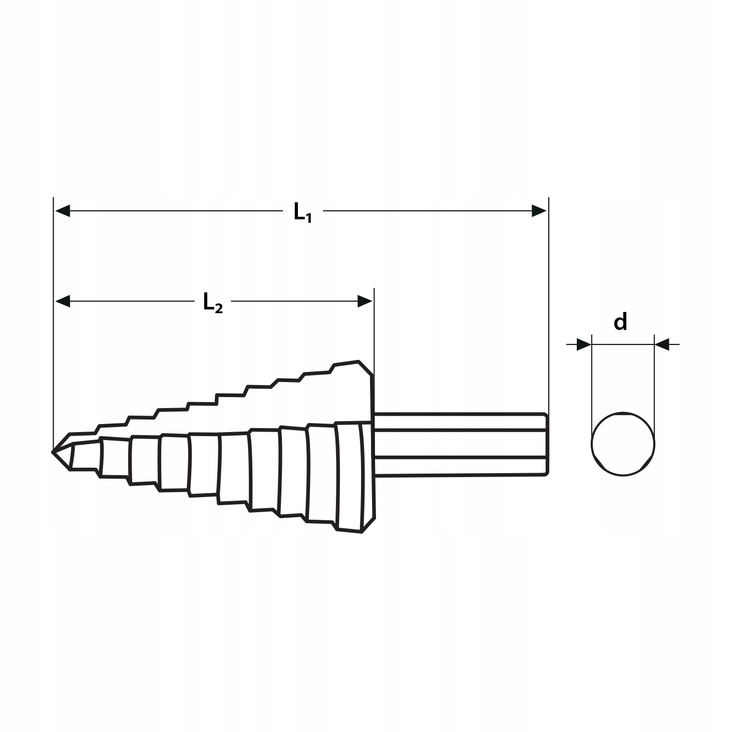 WIERTŁO STOPNIOWE STOŻKOWE HSS POWLEKANE TYTANEM 4-32 MM Kod producenta RG-01-215