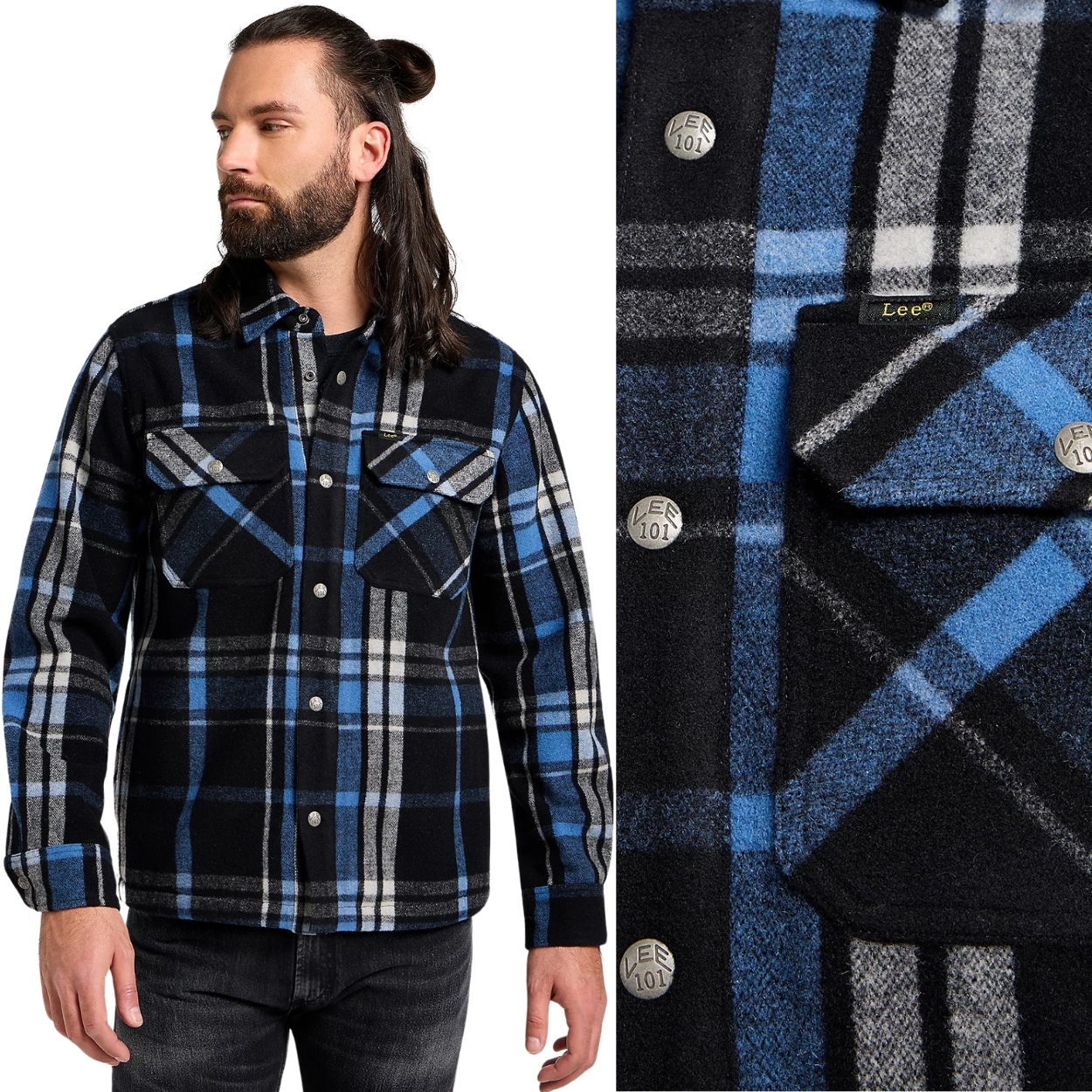 Lee 101 Wool Overshirt prémiová vlněná košile bunda katana krata XL