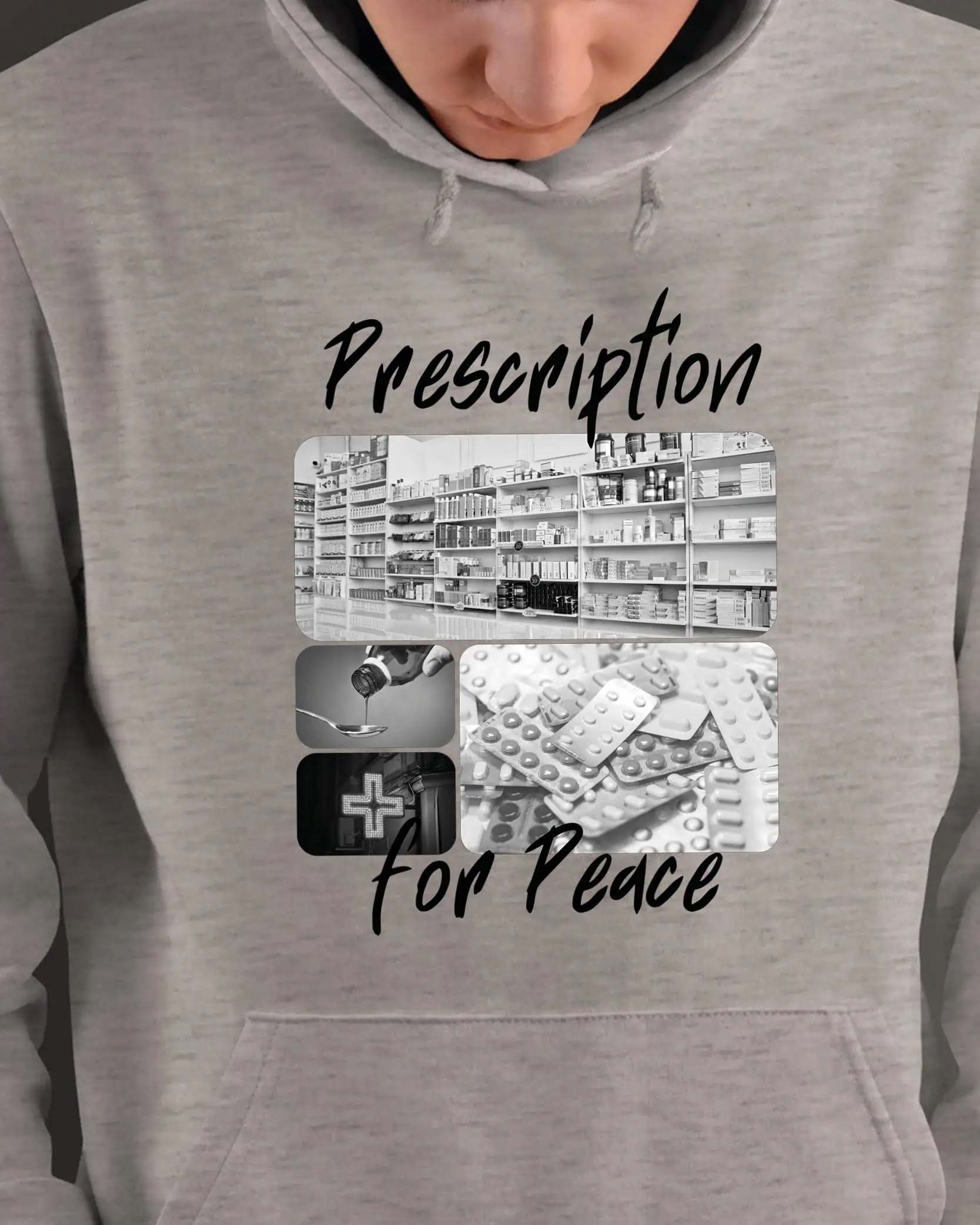 Mikina s kapucí Dárek pro lékárníka Umělecká koláž Šedá L