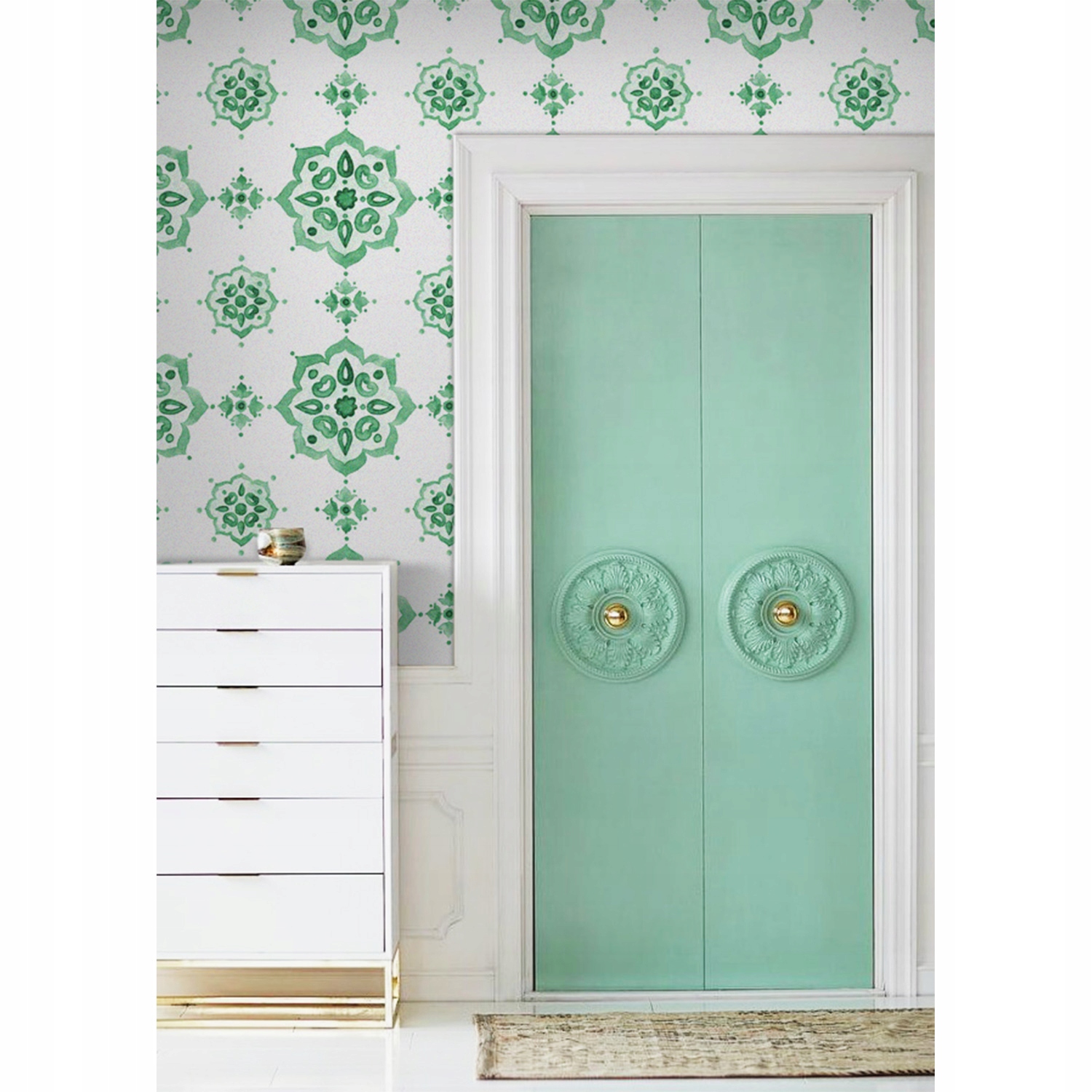 

Tapeta flizelinowa Zielony wzór 104x70 cm + klej