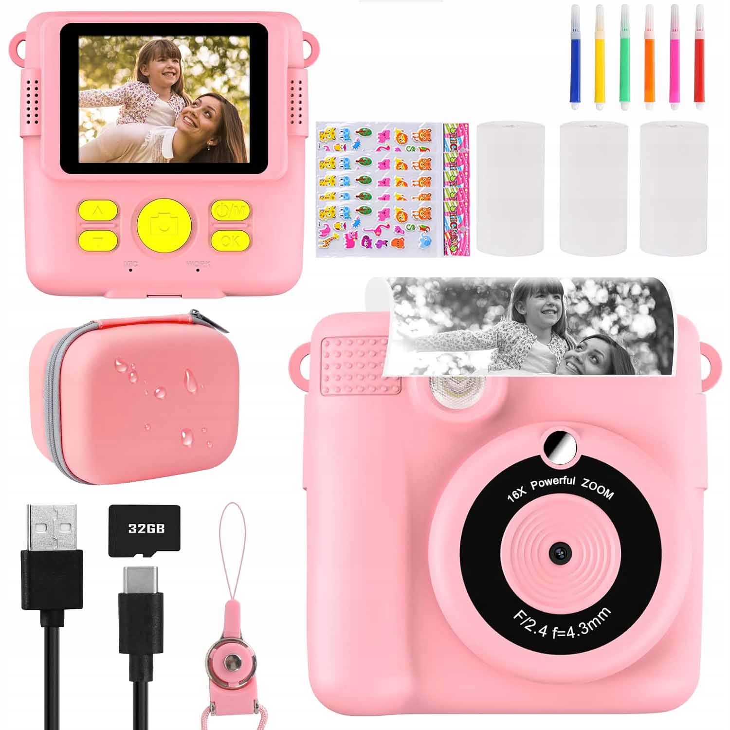 Instantní Fotoaparát S Tiskem 2,4" Termální Tiskárna 3V1 3 Rolky