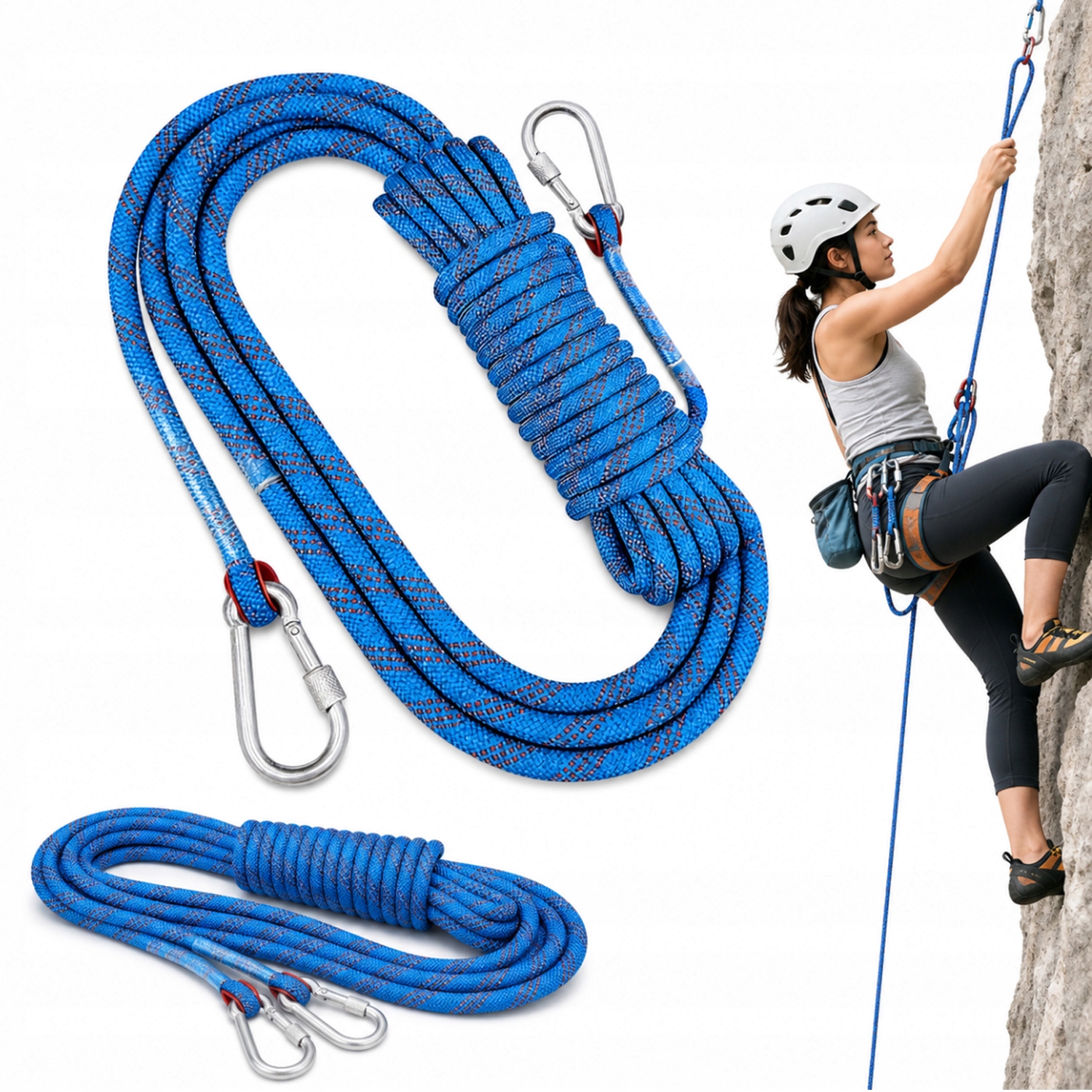 Lina statyczna 10mm 30m wspinaczkowa niebieski do drzewa i huśtawki