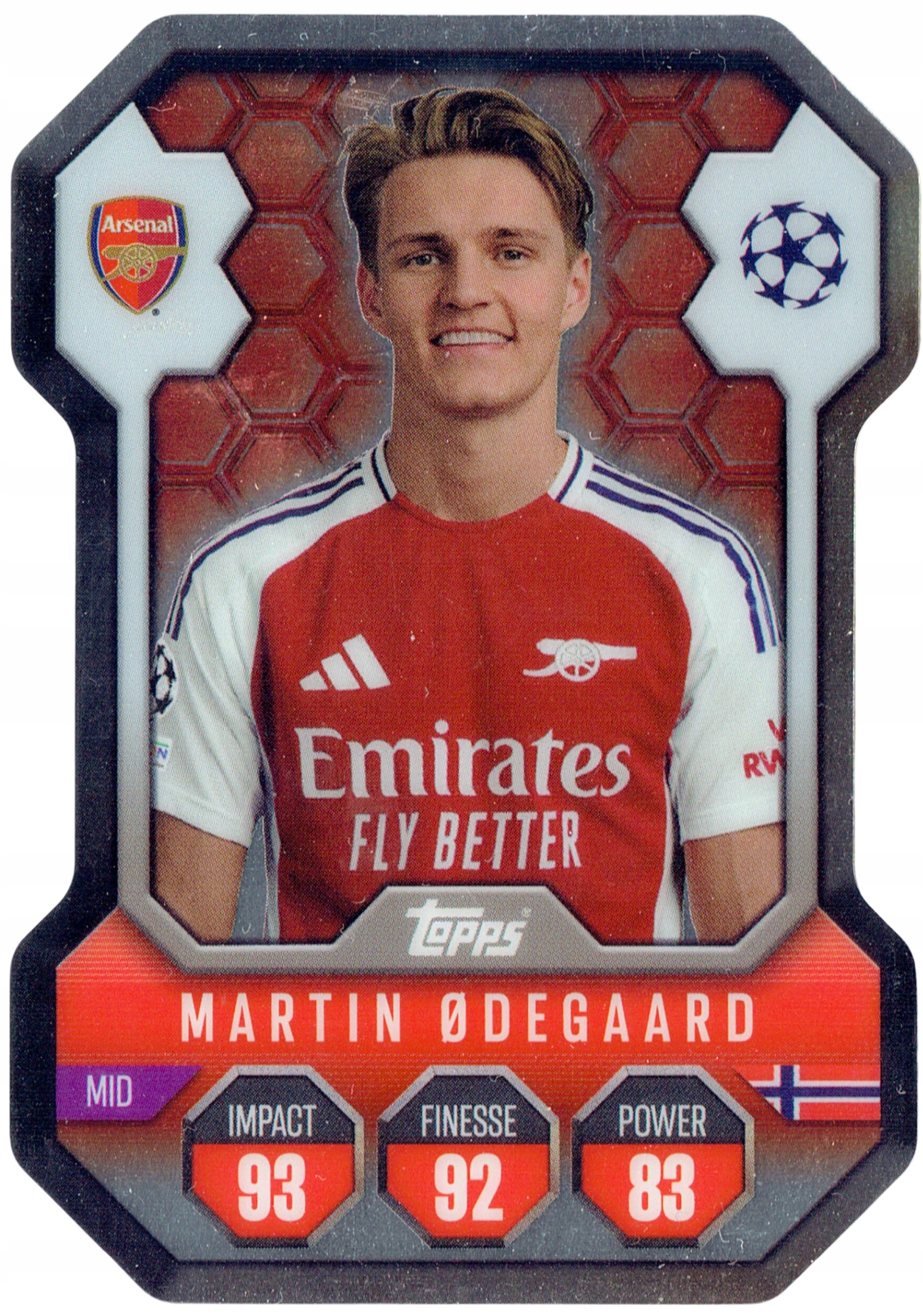 Topps Match Attax 2024-2025 Chrome Pro Elite Shield SH2 Odegaard Arsenal