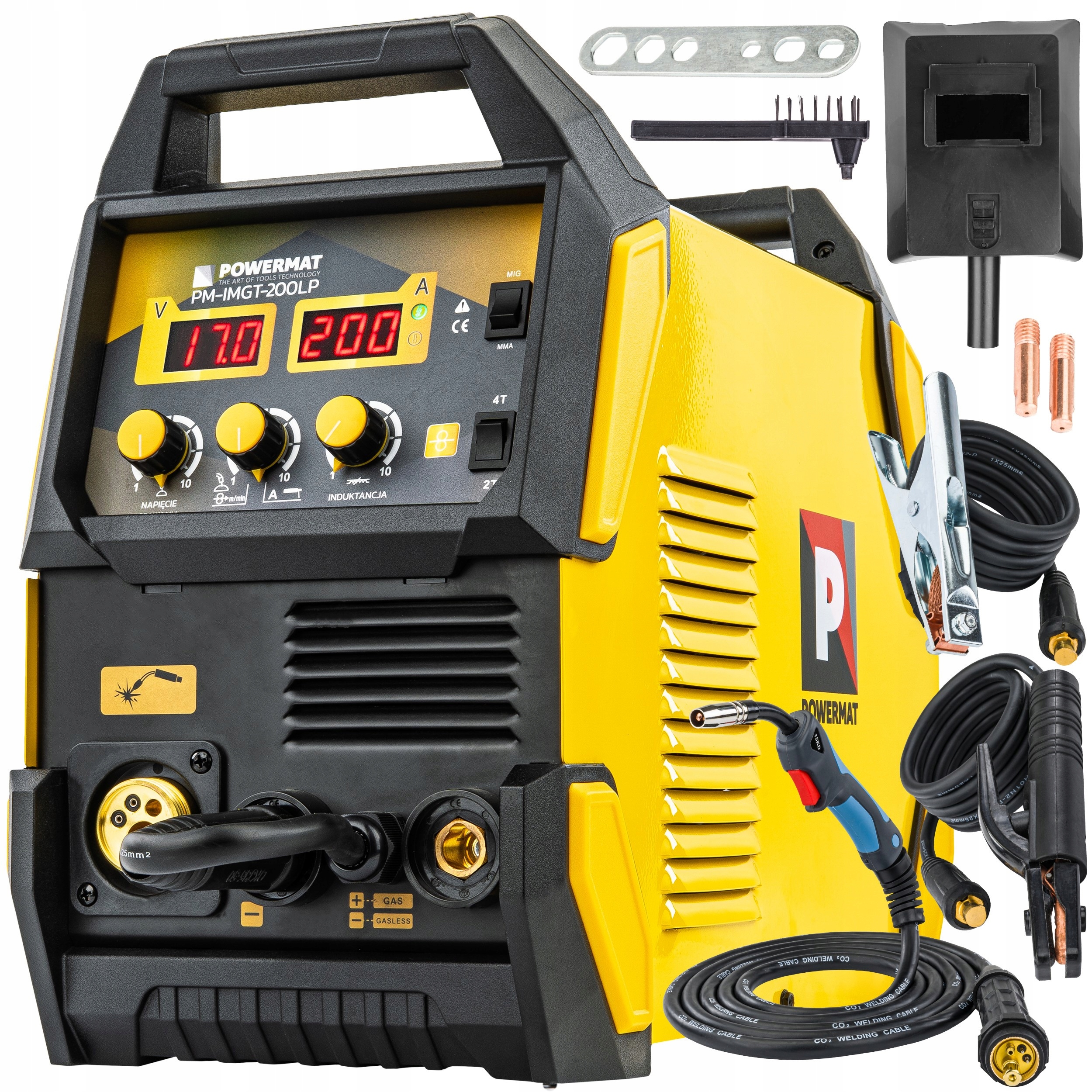 Półautomat spawalniczy MIG/MAG, MMA, TIG Powermat 15-200 A 230 V