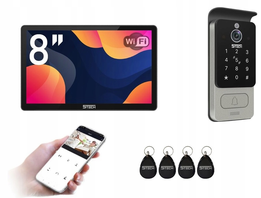 Videovrátnik 5TECH: 2-žilový digitálny WiFi Fhd 8" Virgo One PLUS(B)/82228