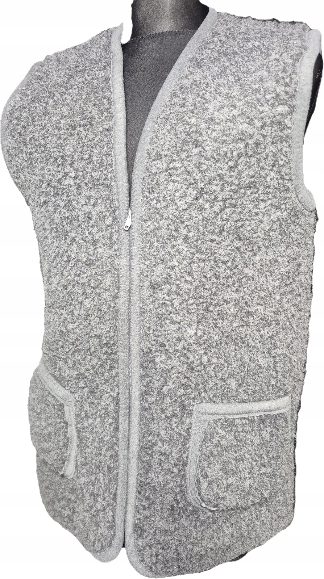 Dámská vlněná vesta 100% přírodní ovčí vlna grafitová teplá 4XL