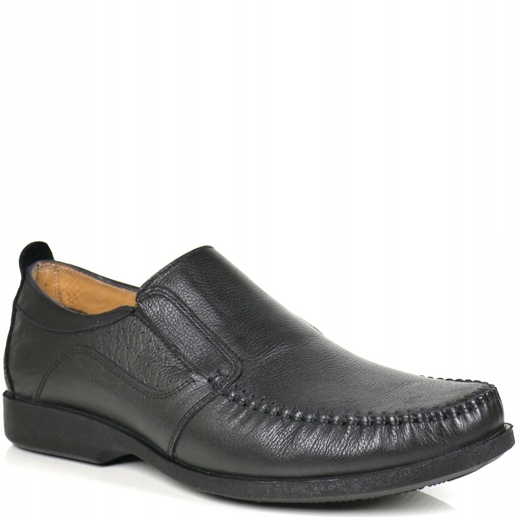 Černé Kožené Pánské Polobotky Nazouvací Comfort Vložka Módní