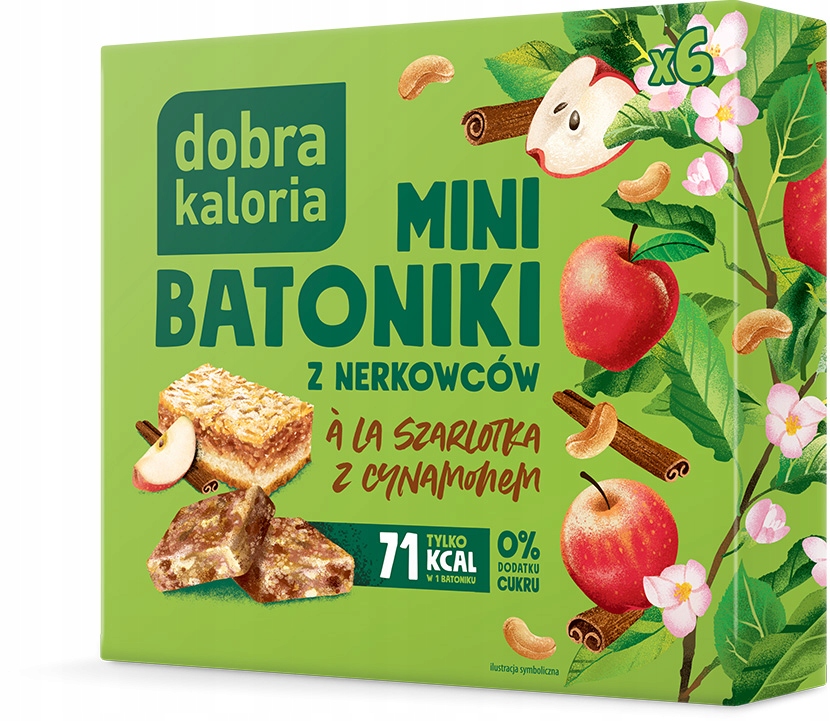 Dobra Kaloria MINI BATONIKI mix TARTA SERNIK SZARLOTKA PIERNIK LATTE 102Gx5 Waga 102 g