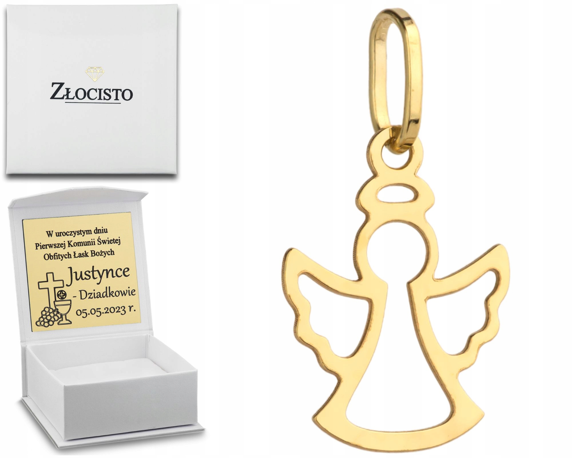 Zlatý Přívěsek Andílek Jemný 585 Krabička S Gravírováním Hadřík