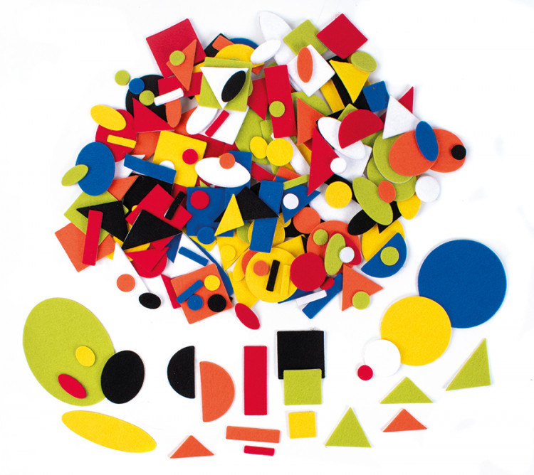 Diy geometrické figurky z plsti, samolepící, různé tvary, 500 ks