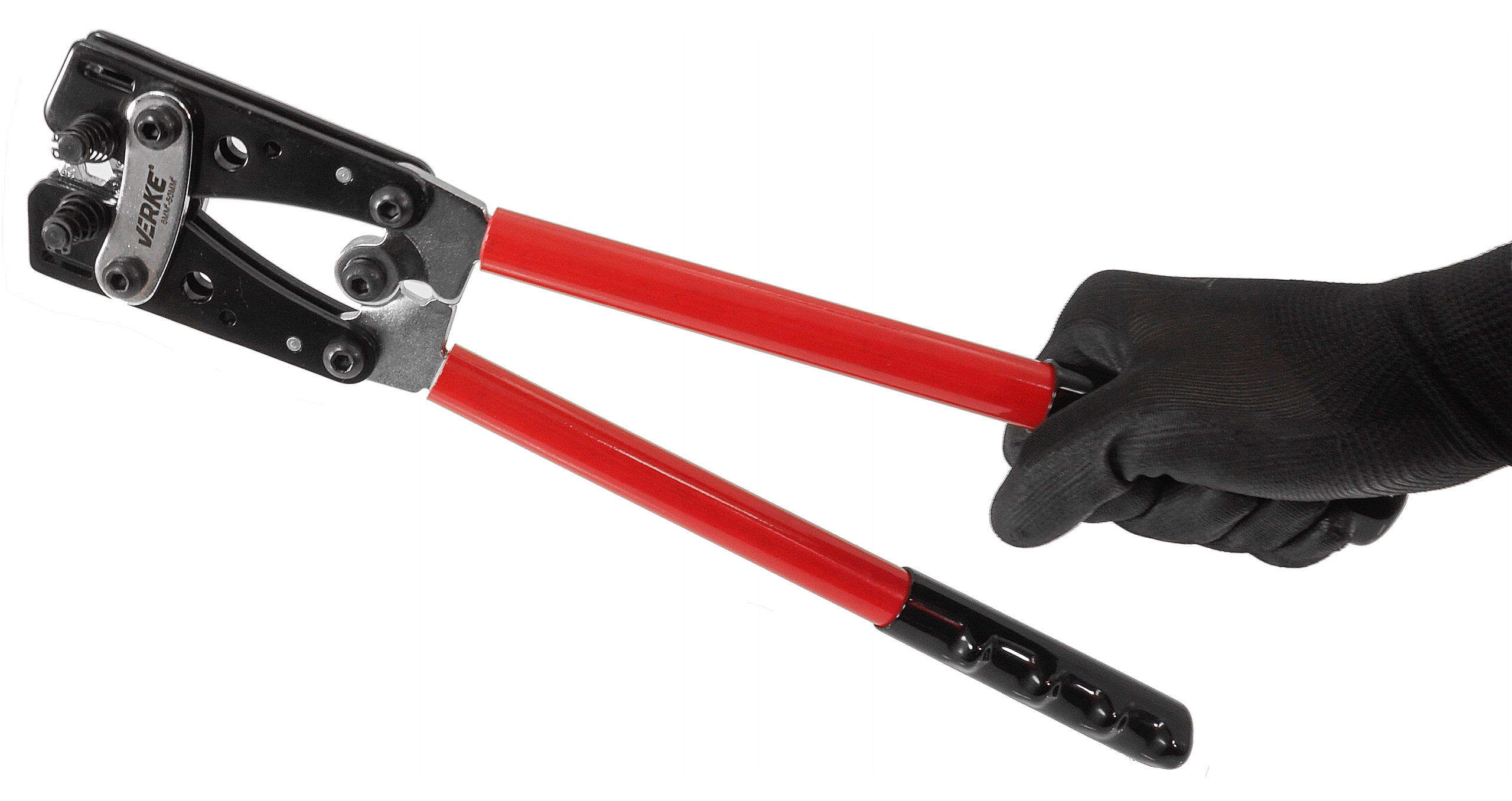 ZACISKARKA PRASKA DO KABLI TULEJEK KOŃCÓWEK KABLOWYCH KONEKTORÓW HEX 6-50mm Kolor czerwony