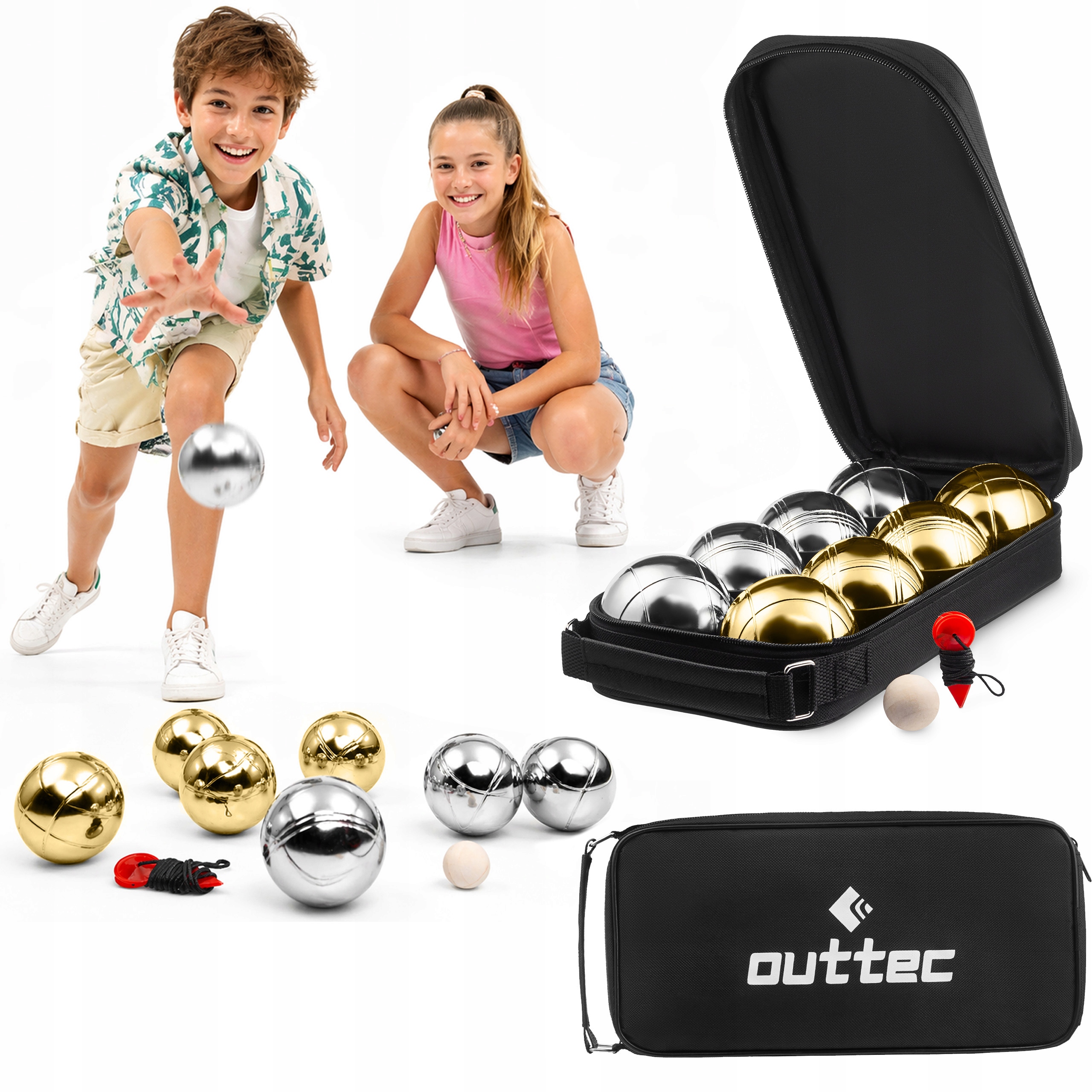 Kule Bule Zestaw Do Gry W Boule Petanque 8 Kul 50MM Torba Miernik Outtec