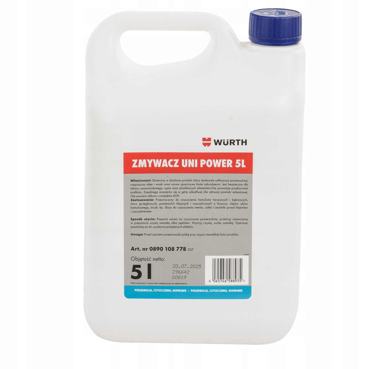 Wurth Zmywacz do hamulców Uni Power 5 l