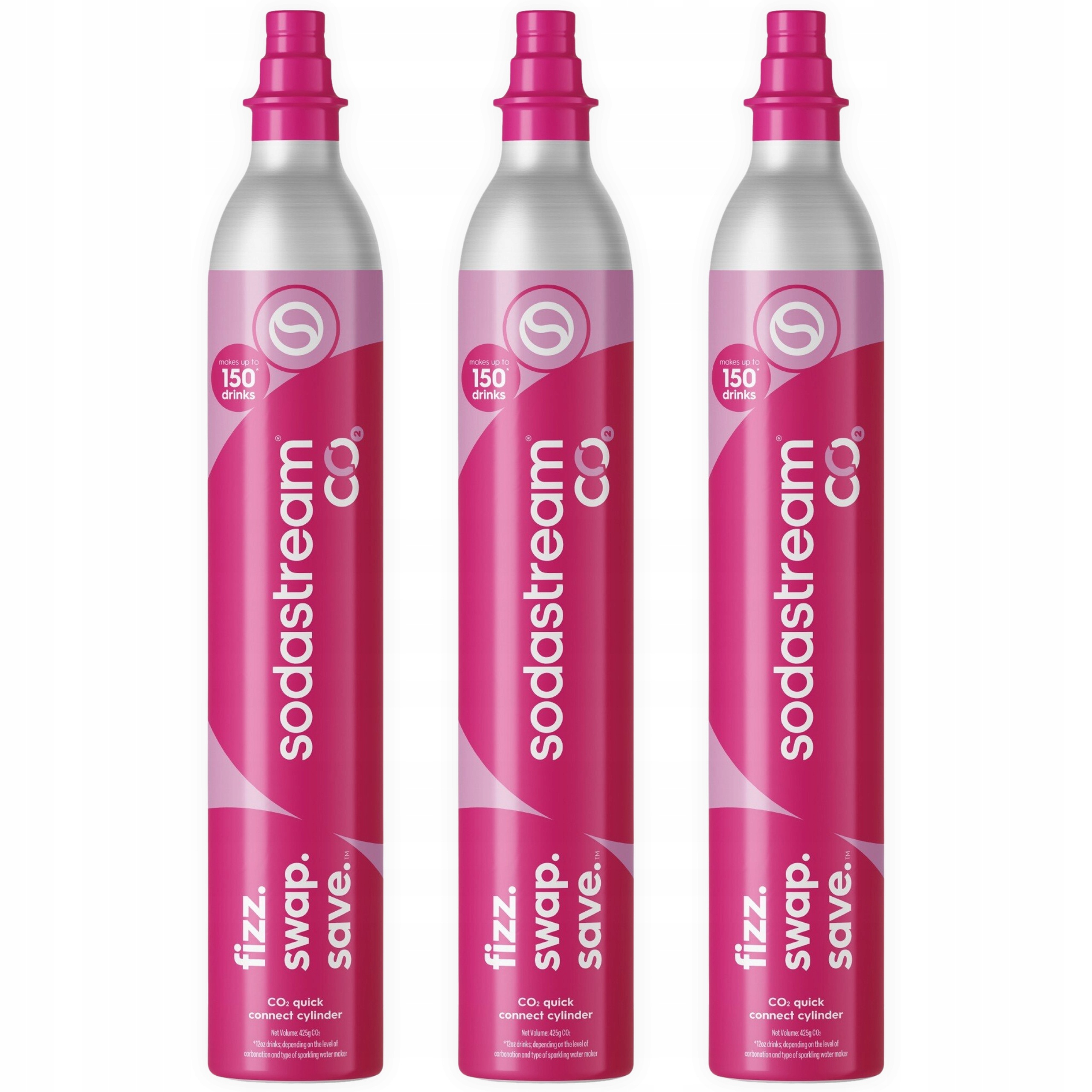 3x Cylindrová bombička s CO2 plynem SodaStream Quick Connect Qc pro saturátor