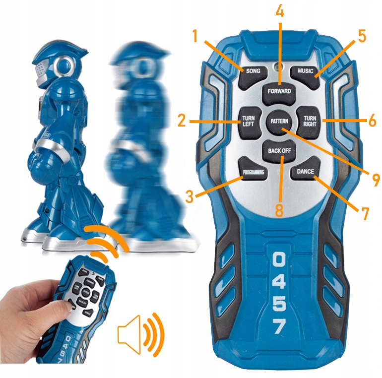 DUŻY ZDALNIE STEROWANY ROBOT Pilot R/C do programowania CHODZI TAŃCZY LED Stan opakowania oryginalne