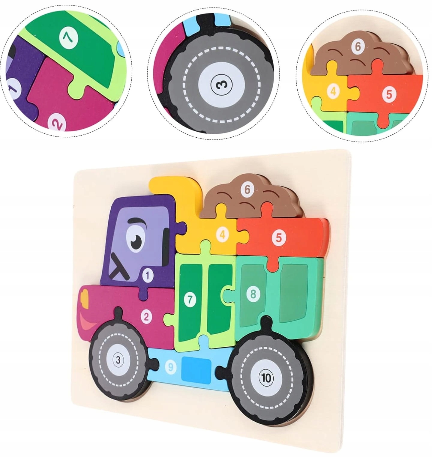 PUZZLE DREWNIANA UKŁADANKA CIĘŻARÓWKA MONTESSORI Bohater Inny