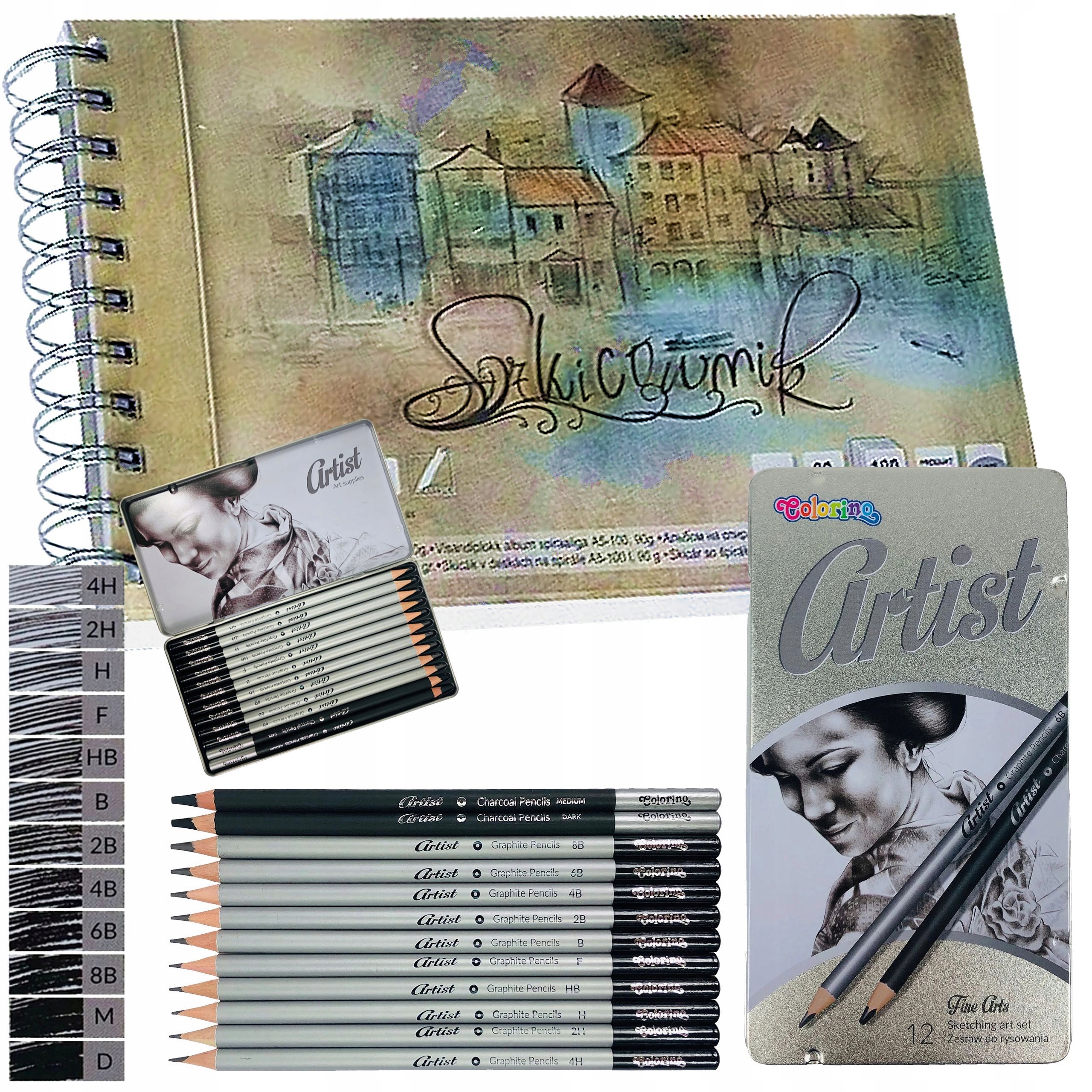 

Zestaw Do Rysowania Szkicowania Ołówki Szkicownik