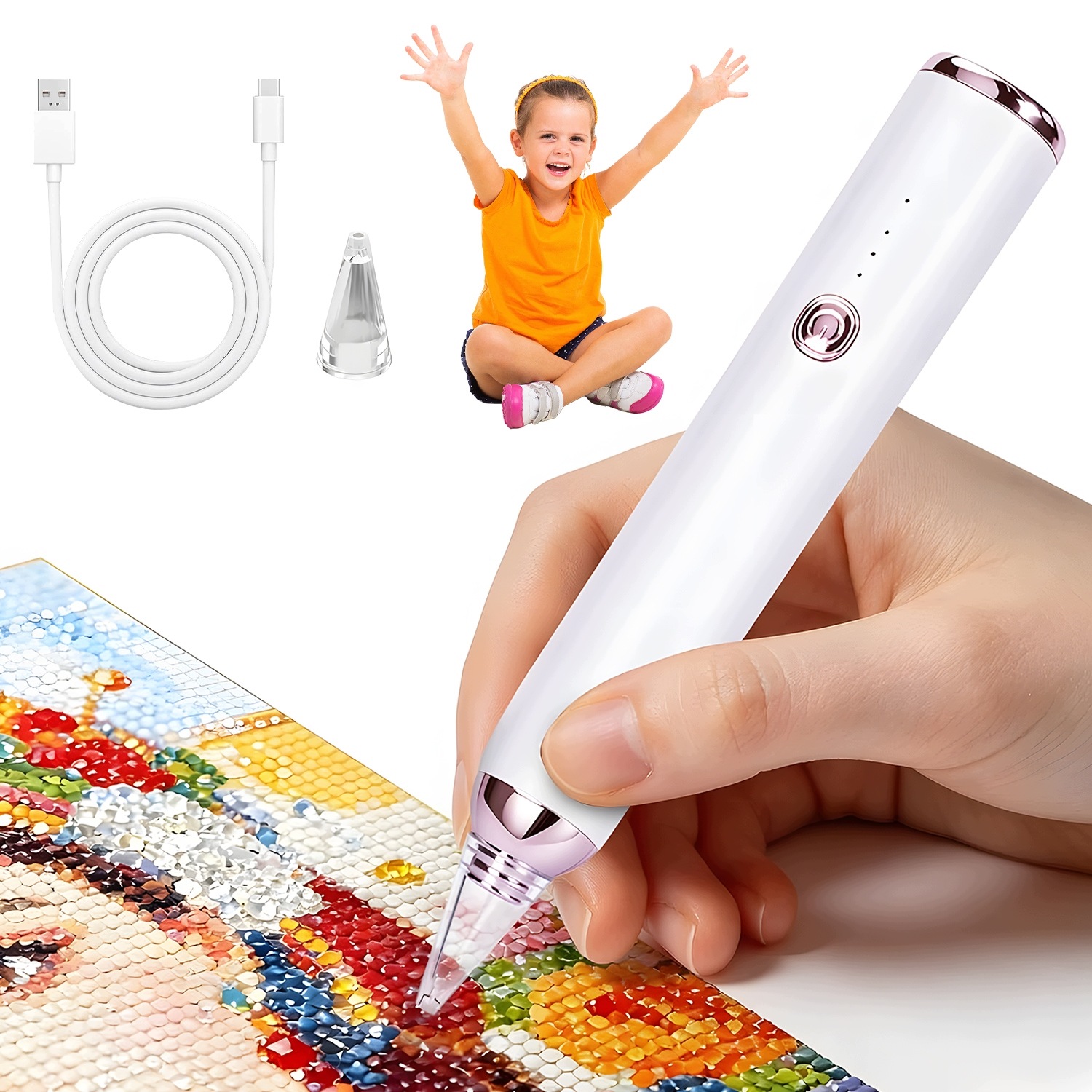 Elektrické pero pro diamantové kreslení 3 rychlosti Usb 400 mAh