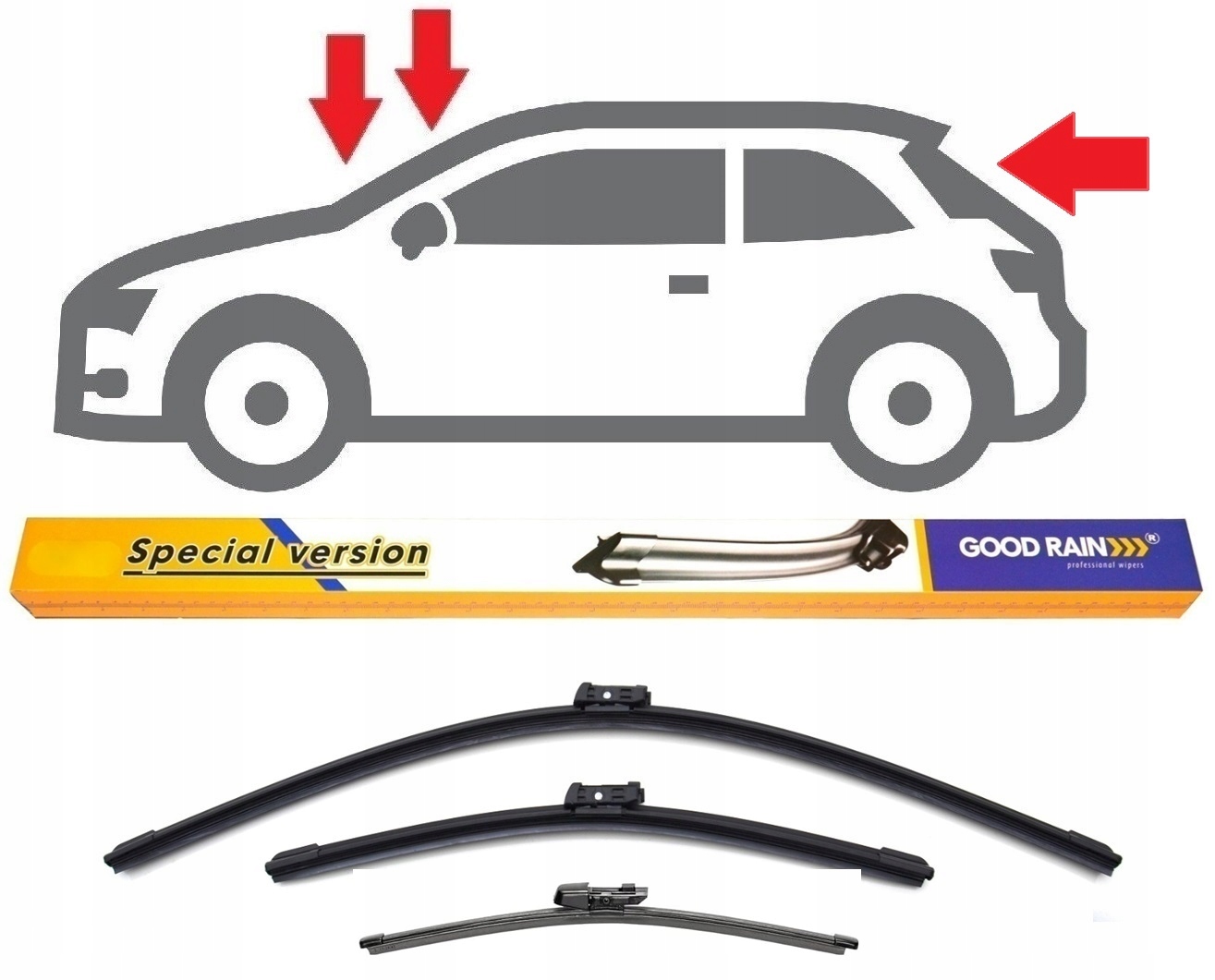 Wycieraczki Good Rain Płaskie Vw Polo 6R Przód Tył Kpl