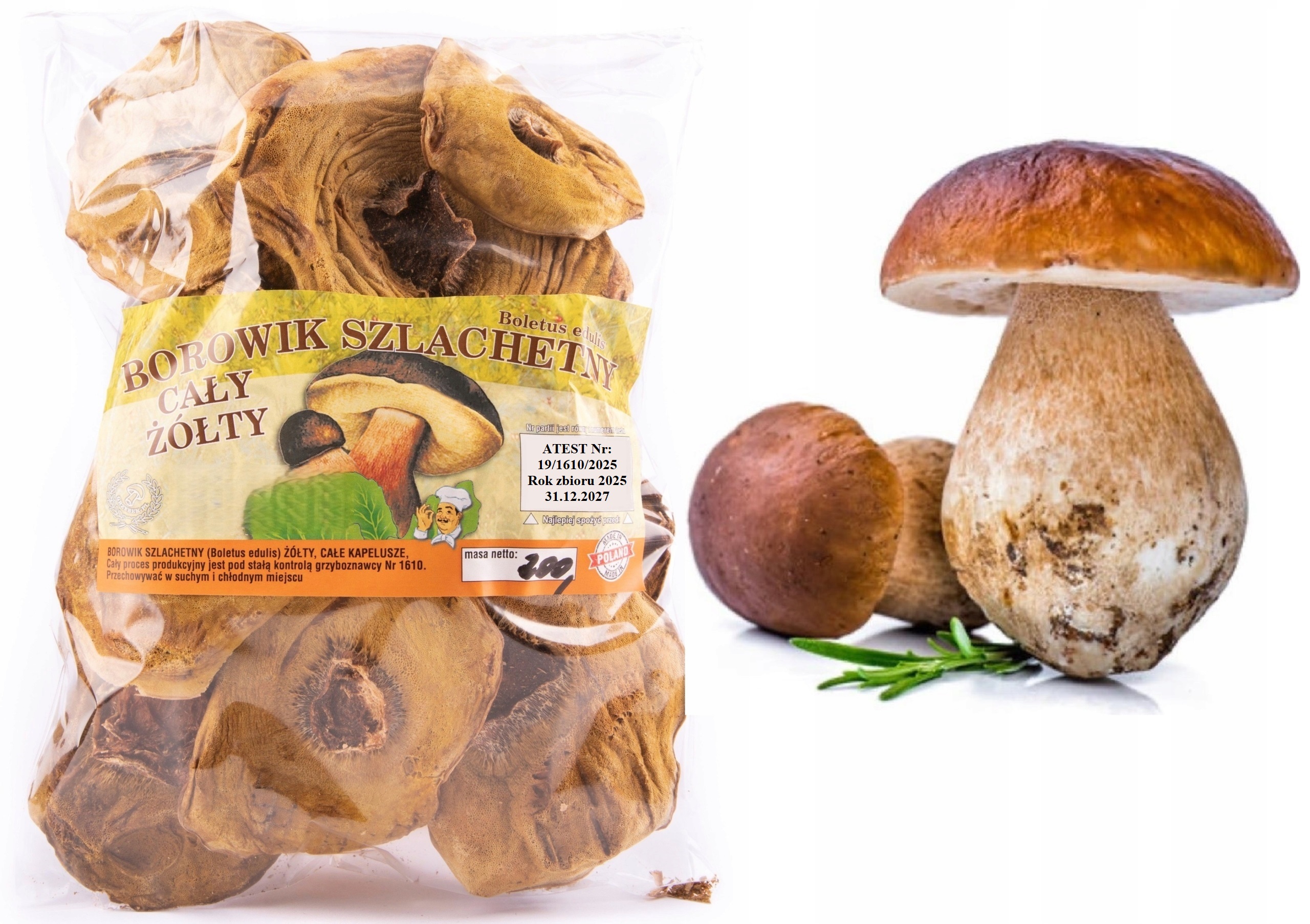 Levně Borowik Žluté Klobouky 200g Nová Sbírka 2025 Polský Atest sušené houby