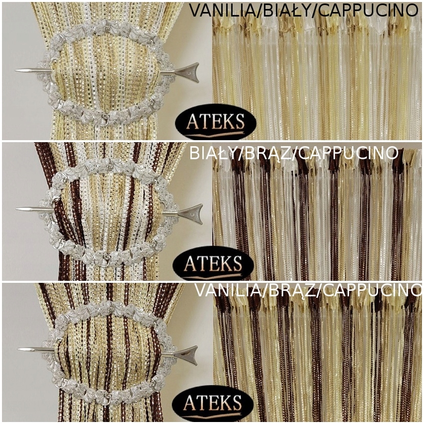 FIRANKI FIRANY MAKARONY GRUBY SREBRNY PAS 150x250 Rodzaj Firana pojedyncza