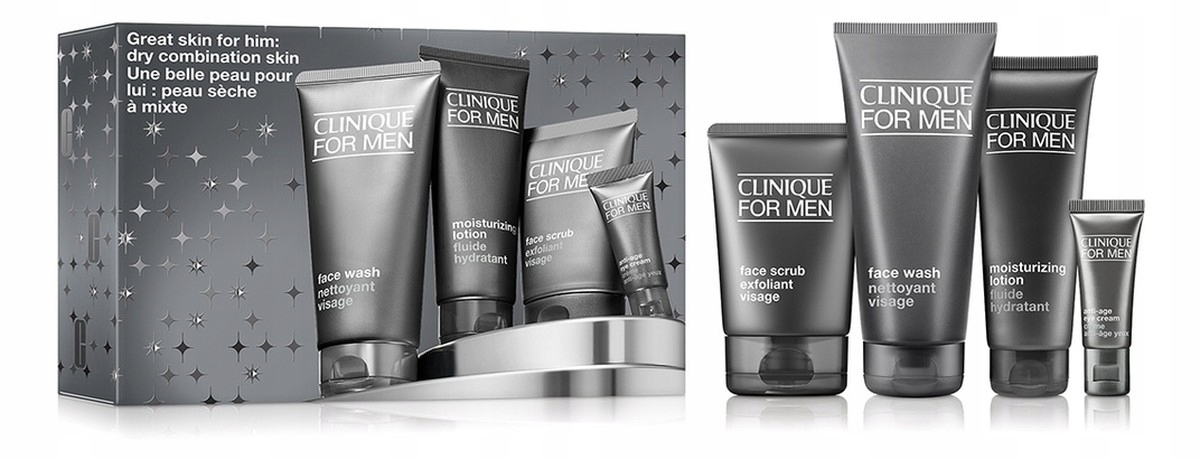 Clinique Great Skin for Him Sada gel na mytí obličeje peeling 100 ml krém