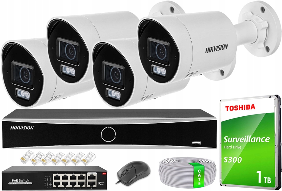 Ip monitoring 8MPx Hikvision s analytikou, 4x DS-2CD2083G2-LI2U Nvr Acusense