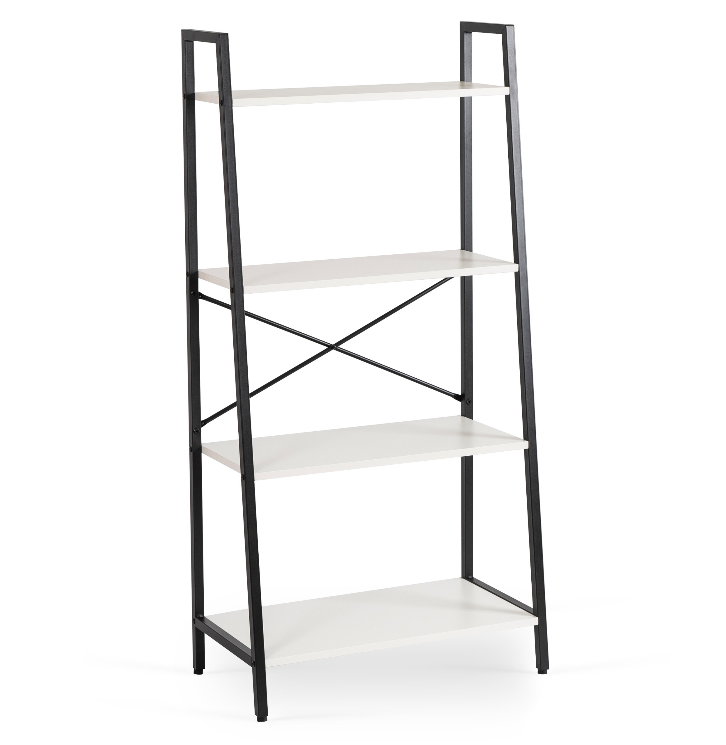 Bílý vysoký otevřený regál na knihy a kancelářské hračky Gia