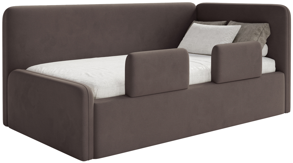 Postel pro mláděž 90x200 cm Fanklo zábrany hnědé samet pravé