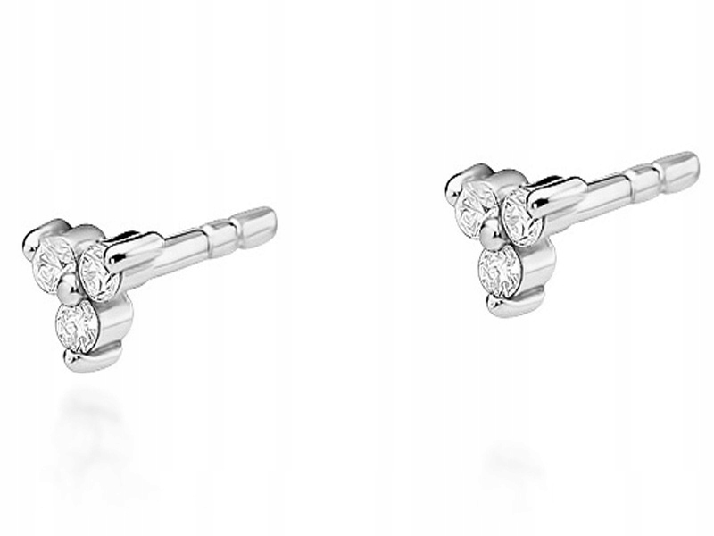 Zlaté náušnice 585 jemné s brilianty 0,70 g, diamanty na tyčince, módní