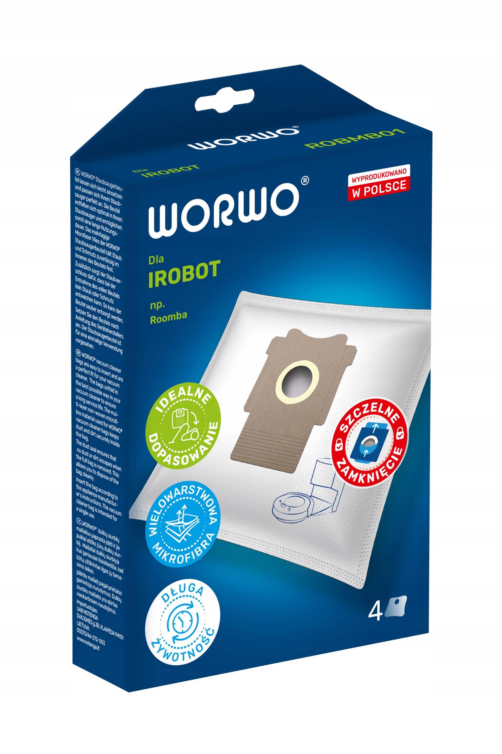 12x WORKI WORWO do iRobot Roomba Clean Base i3+ i4+ i5+ i7+ j7+ s9+ Kod producenta 3X_ROBMB01K