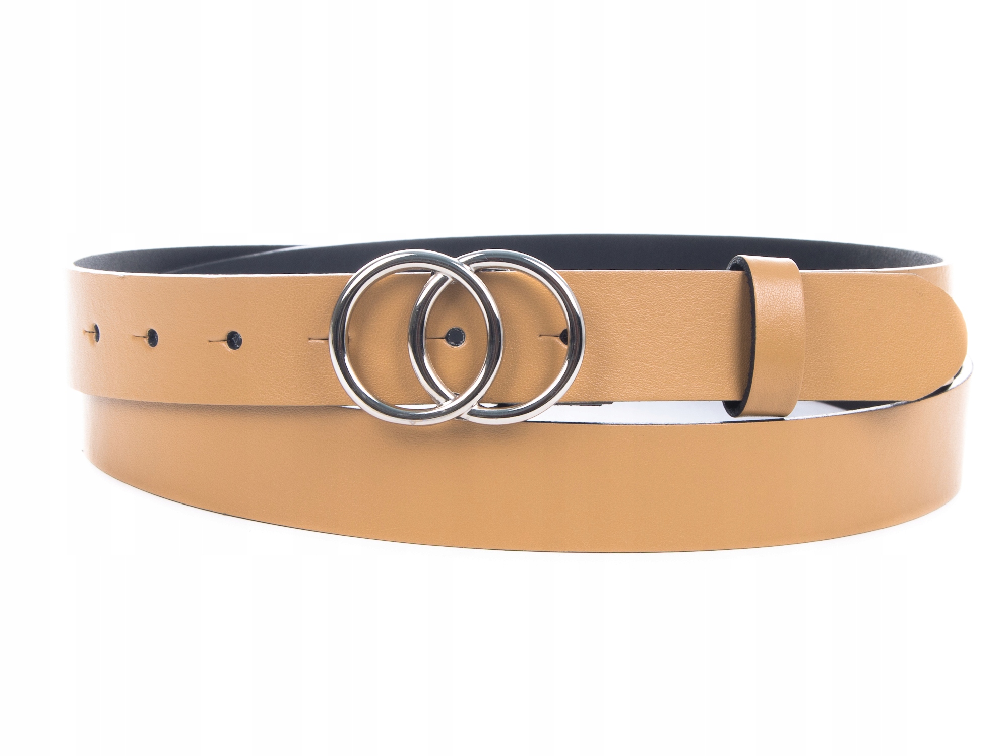 

XL 125 cm Damski Pasek Skóra Nat. Beżowy 3 cm Pl