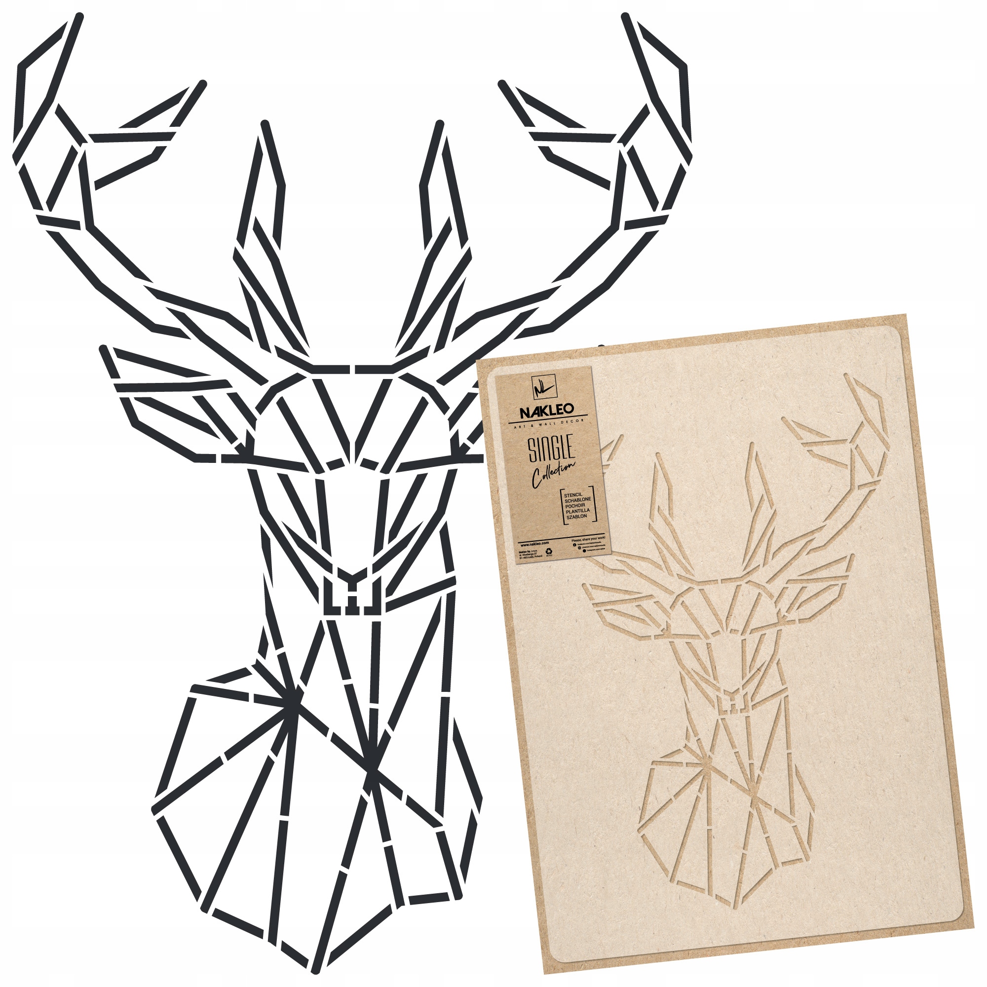 Šablona malířská Vícenásobná L 59x95 cm Zvířata Jelen Parohy Hlava Jelena