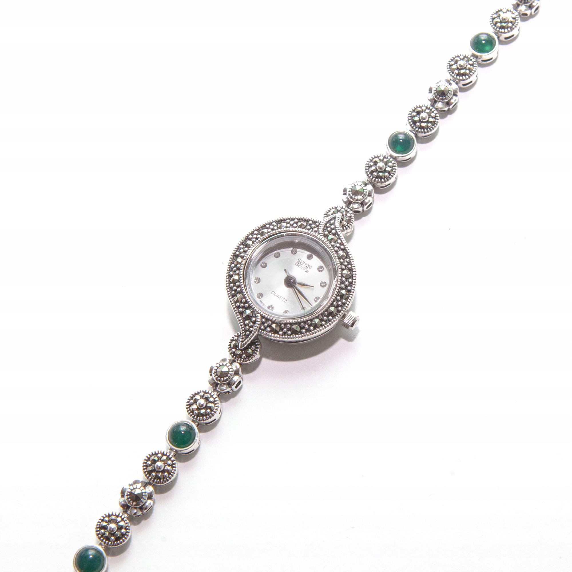 Hodinky ruka náramek s markýzami stříbro 925 markýzy kameny