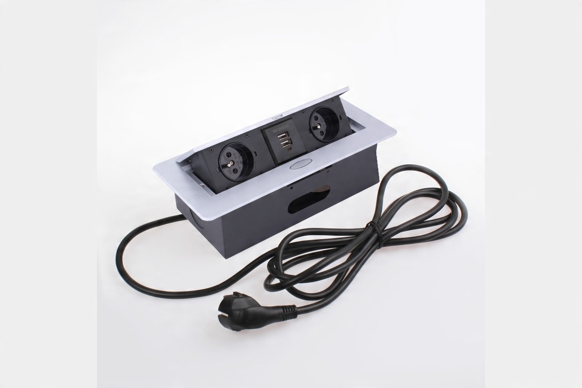 Zásuvka Kombibox 2x230V 2xUSB Alu