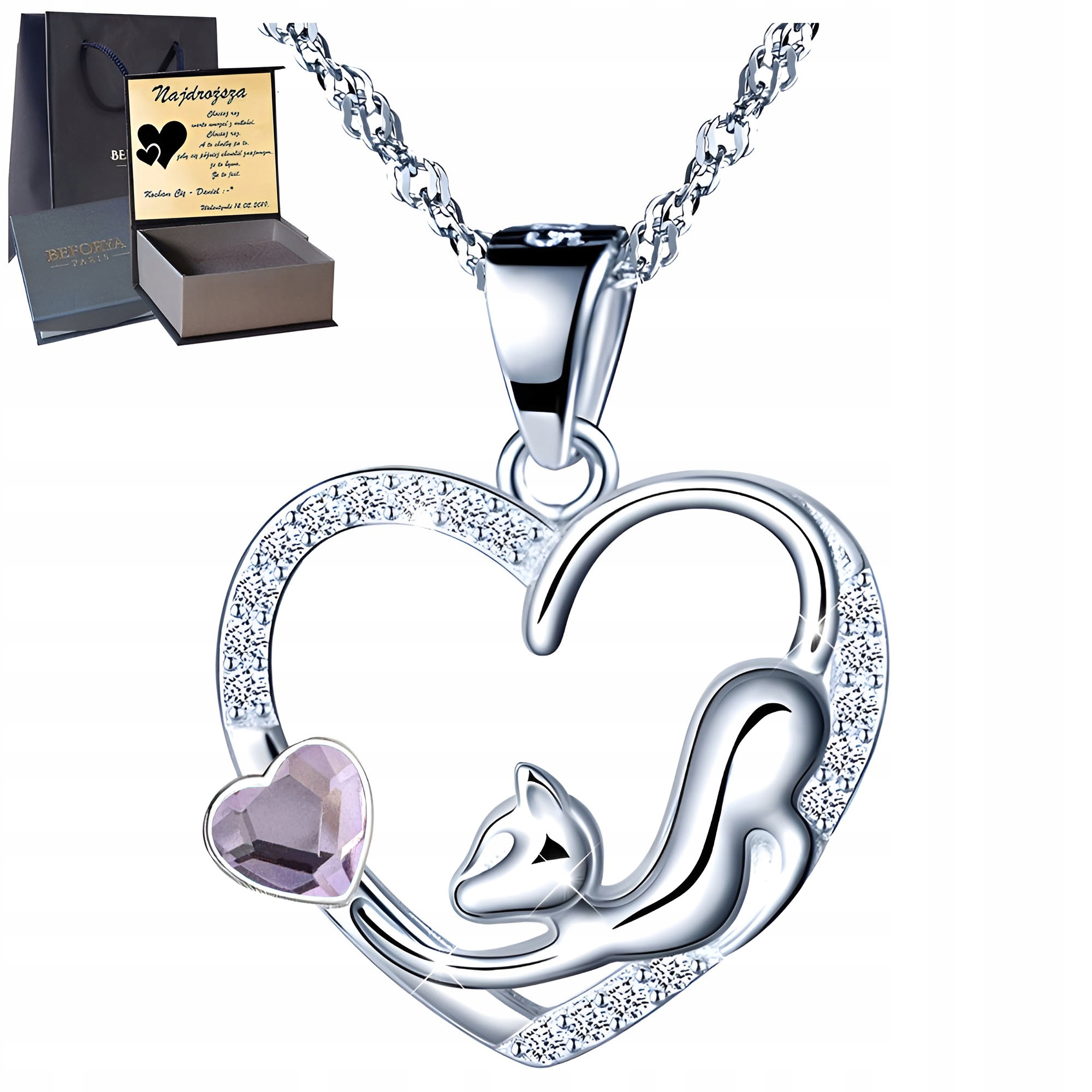 Stříbrný náhrdelník Stříbro 925 Srdce Řetízek s přívěskem na Dárek Gravírování