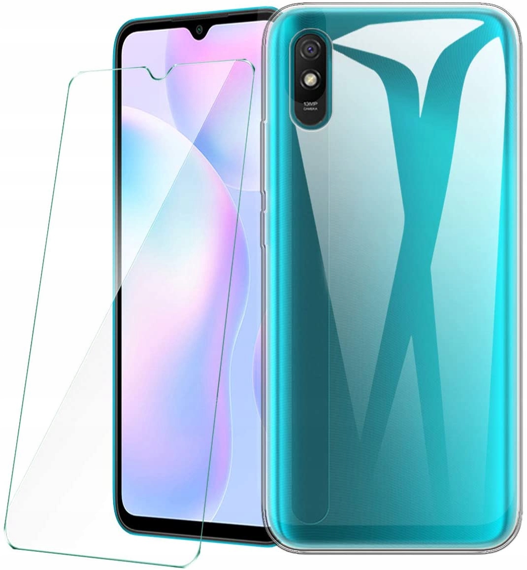 

Etui Do Xiaomi Redmi 9A Silikonowe Bezbarwne+szkło