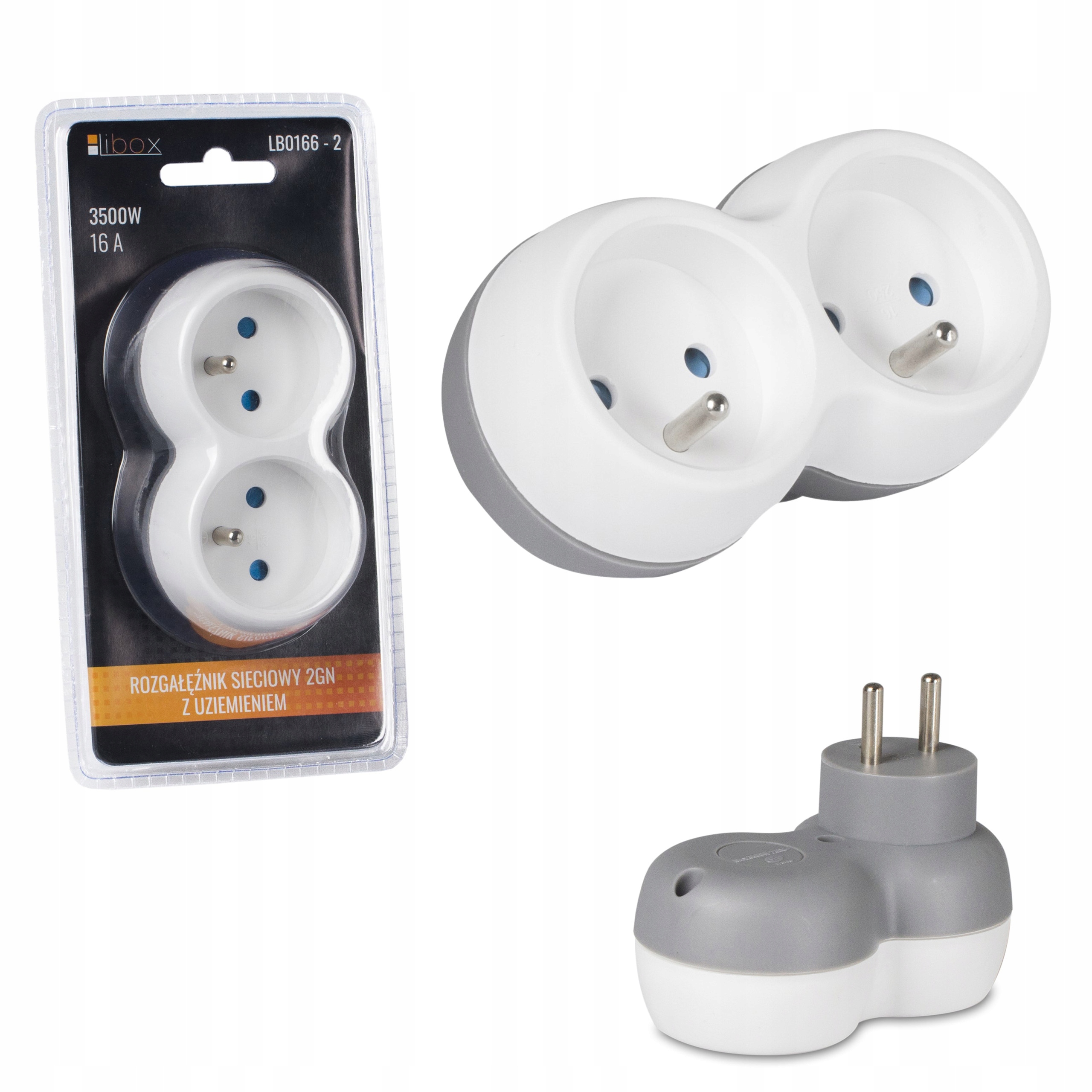 ROZGAŁĘŹNIK SIECIOWY GNIAZDO ELETRYCZNE ZŁODZIEJKA DO PRĄDU 2 GNIAZDKA