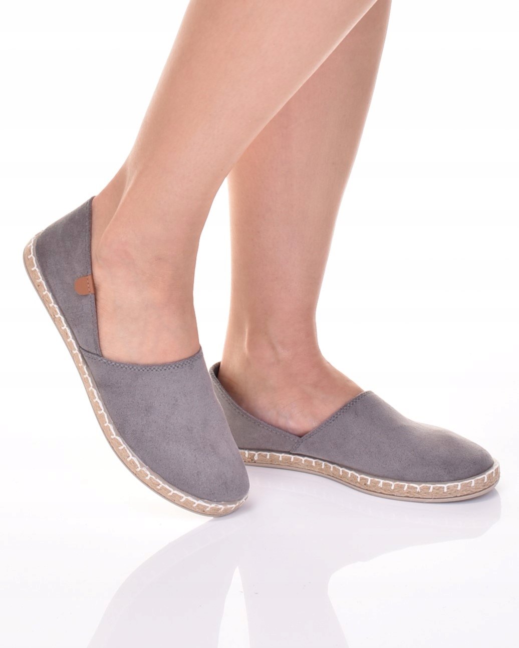 ESPADRYLE DAMSKIE LEKKIE TENISÓWKI WSUWANE SZARE Oryginalne opakowanie producenta pudełko