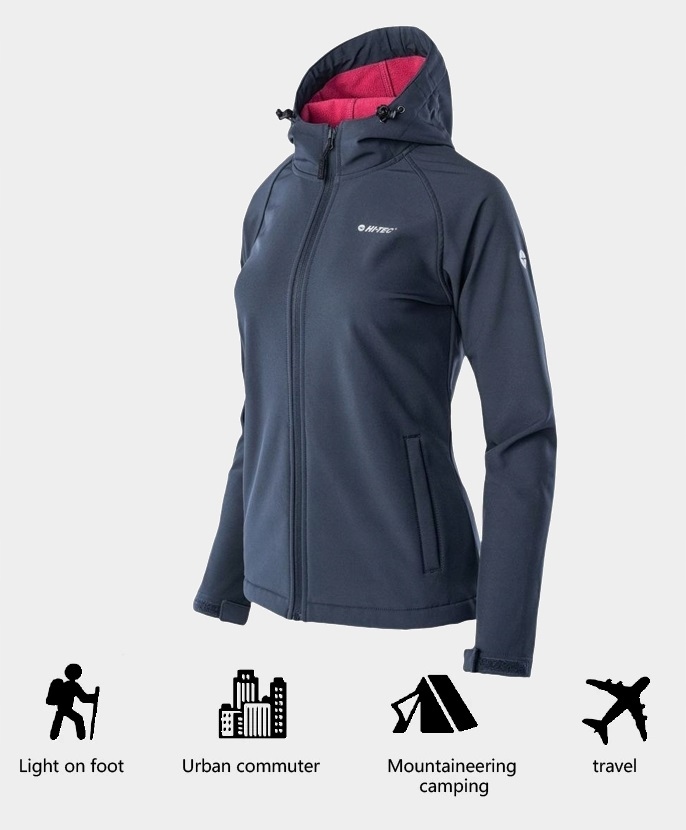 KURTKA DAMSKA SOFTSHELL WODOODPORNA Z KAPTUREM XL Rozmiar XL