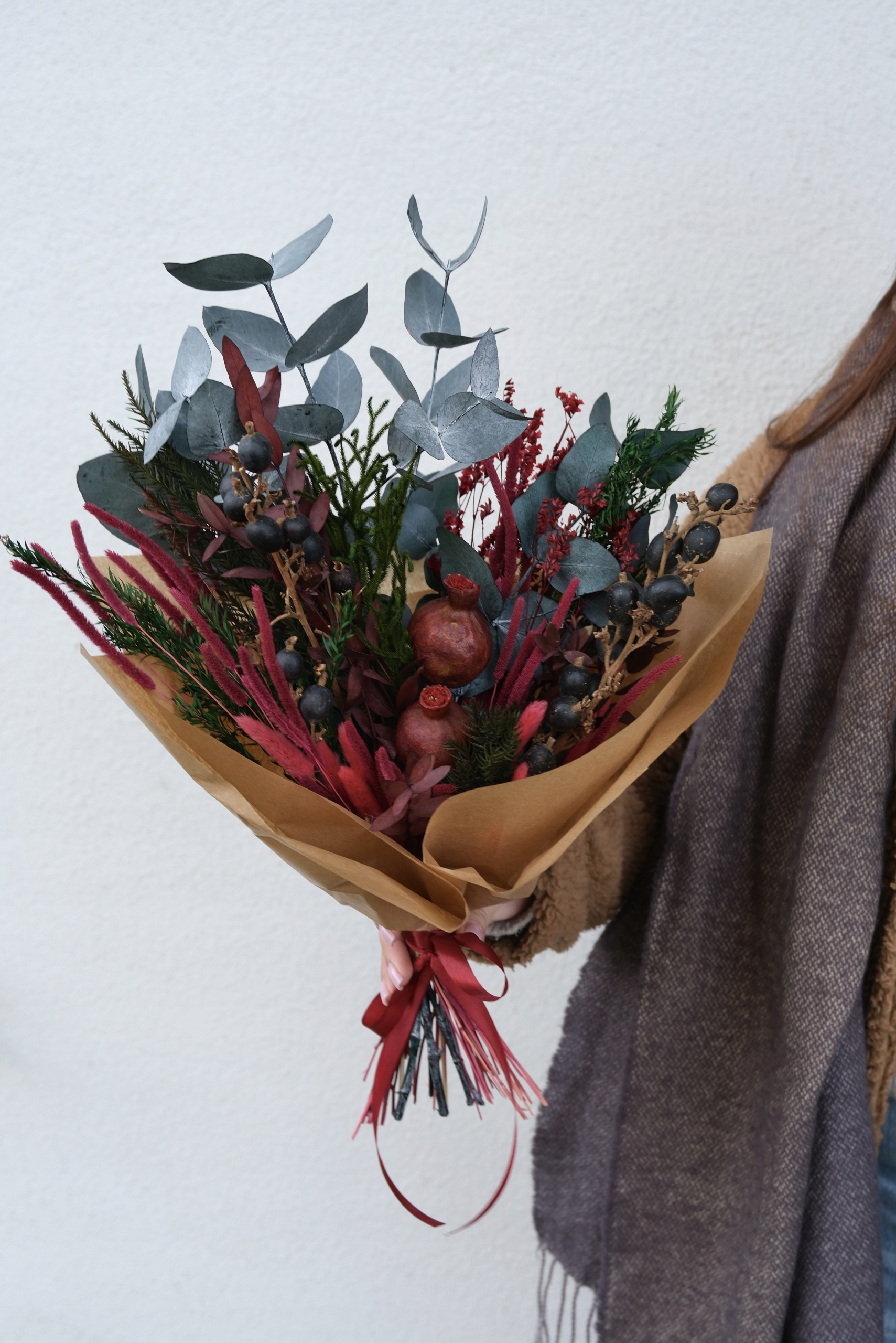 Kytica Burgundy Christmas, veľká kytica, vianočná kytica