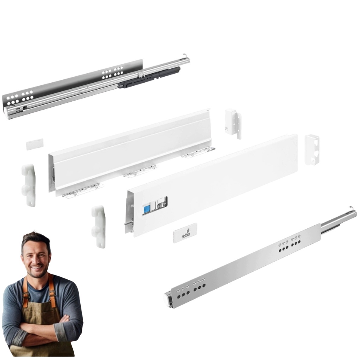 Šuplík Hettich InnoTech Atira 470 mm Vysoká H-176 Bílá 30 kg