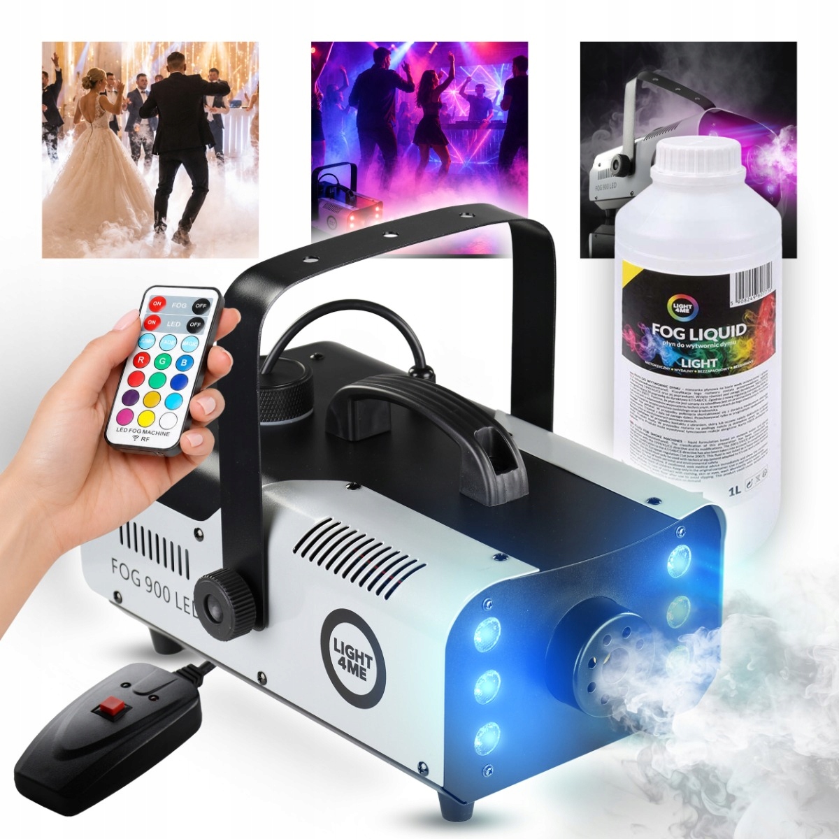 Výrobník Mlhového Kouře Dýmák Světelný Efekt 6 Led Rgb 900 W 2 Ovladače Tekutina