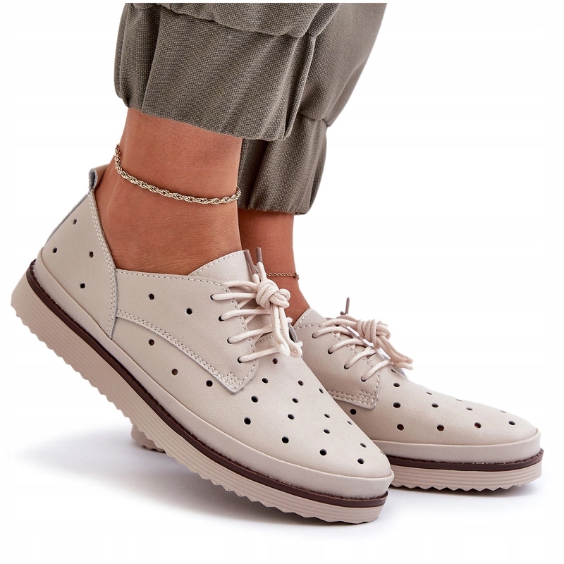 Dámské Kožené Polobotky Lehké Pohodlné S.barski LR182 Béžové 36